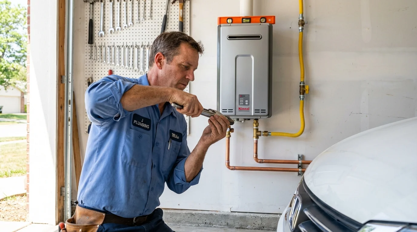 Tankless water heater installation by a Johns Plumbing LLC plumber in Beaver Dam